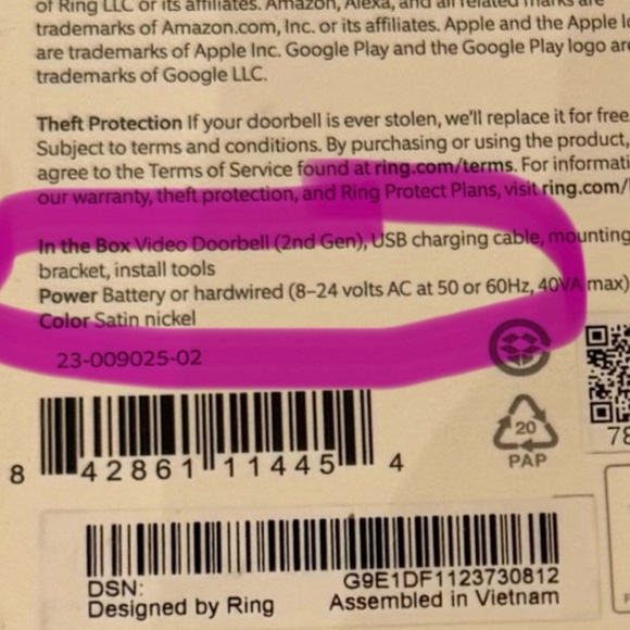 Ring Video Doorbell - Blue and Silver - Picture 3 of 5